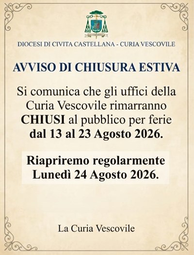 AVVISO DI CHIUSURA ESTIVA